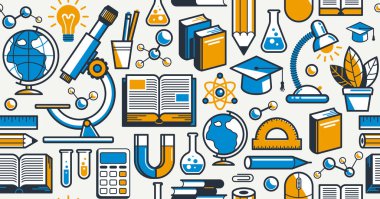 Eðitim ve çalýþma, fizik ve kimya unsurlarý içeren sonsuz duvar kağıdı vektörü bir ikon, okul öðrenimi olarak ayrý olarak kullanýlabilir..