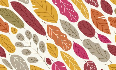 Sonbahar yaprakları pürüzsüz desen, vektör çeşitli sonbahar yaprakları kaplama duvar kağıdı.