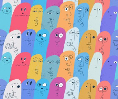 Tuhaf, tuhaf, pürüzsüz arka plan, vektör kötü çizgi film karakterleri duvar kâğıdı döşeyen, ayrı kullanması kolay elementler..