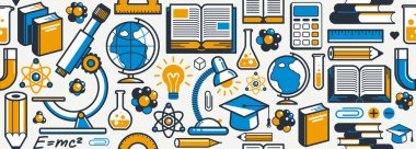 Eðitim ve çalýþma, fizik ve kimya unsurlarý içeren sonsuz duvar kağıdı vektörü bir ikon, okul öðrenimi olarak ayrý olarak kullanýlabilir..