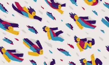 Kusursuz arka plan, özgürlük ve hayal gücü kavramı, huzurlu ve sakin temalı duvar kağıtları, bulutların arasında yüzen hayalperestler..