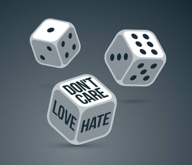 Aşk ve nefret duyguları aşk ilişkileri vektör illüstrasyonunda, eşinin artık konsepti umursamadığı an.