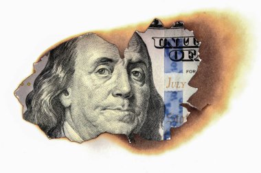 yanan dolarlık banknot enflasyon ve mali kriz bir sembolü olarak
