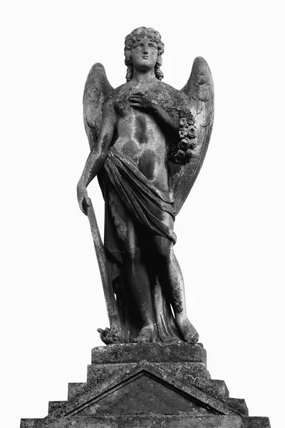 死亡天使的古老雕像 熄灭的火炬是痛苦和人类生命终结的象征 — 图库照片
