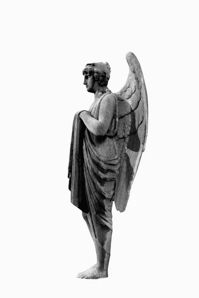 Antica Statua Angelo Profilo Immagine Bianco Nero — Foto Stock