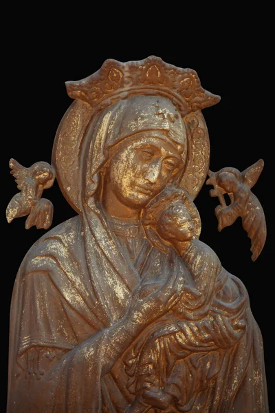 聖母マリアと赤ん坊イエス キリスト黒を背景に — ストック写真