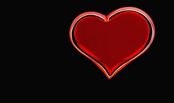 Kırmızı Kalp Siyah Arka Plana Karşı Sevgililer Günü Için Tebrik — Stok fotoğraf