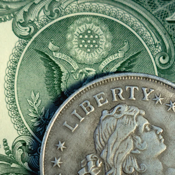 Dólar Americano Conta Moeda Com Descrição Liberdade Como Símbolo América — Fotografia de Stock