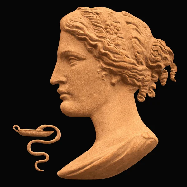 그리스 신화의 여신은 사람들에게 건강을 여신은 의학의 신아스 피우스와 오네스의 — 스톡 사진
