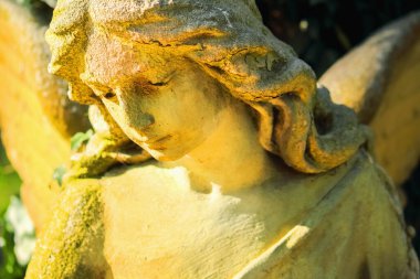 Guardian gold angel with wingth. Horizontal image.