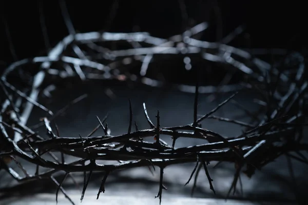 Crown of thorns as a symbol of death and resurrection of Jesus Christ. Horizontal image.