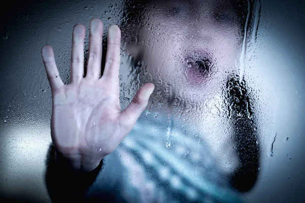 Stop gesture. Portrait of angry young child girl  showing NO gesture with her hand. Copy space.