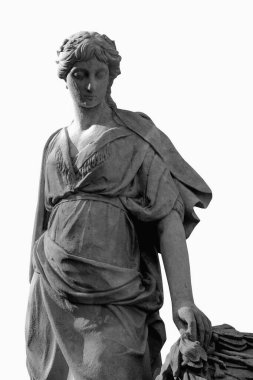 Antik Yunan mitolojisindeki aşk tanrıçası Afrodit (Roma mitolojisindeki Venüs). Siyah ve beyaz resim.
