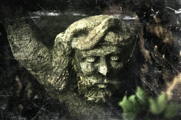 Распятие Иисуса Христа Ретро Стиль Изображения Древнего Камня Разрушена Статуя — стоковое фото