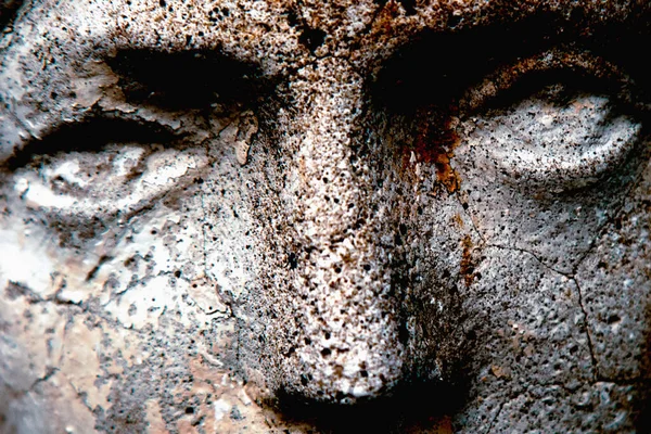 Κλείσε Μάτια Της Παρθένου Μαρίας Θραύσμα Αρχαίου Αγάλματος — Φωτογραφία Αρχείου