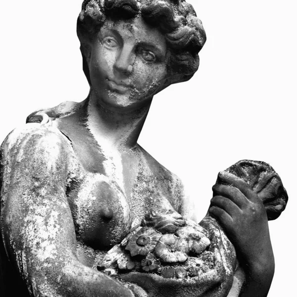 Fragmento Antigua Estatua Ceres Deméter Diosa Olímpica Agricultura Cosecha Grano —  Fotos de Stock