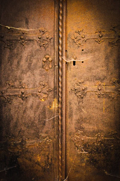 Fondo Puerta Medieval Metal Fragmento Copiar Espacio Para Diseño — Foto de Stock
