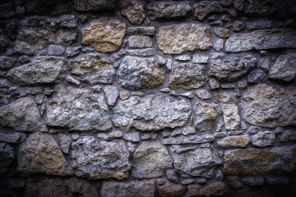 Fragmento Uma Parede Pedra Antiga Medieval Textura Fundo — Fotografia de Stock