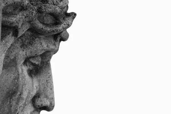 Detailní Profil Ježíše Krista Trnové Koruně Bílém Pozadí Fragment Starověké — Stock fotografie