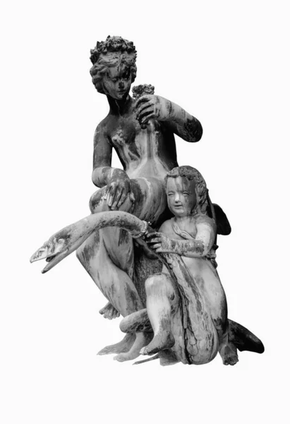 Hatalmas Istennője Szeretet Aphrodite Vénusz Ámor Hattyú Ősi Szobor Fehér — Stock Fotó