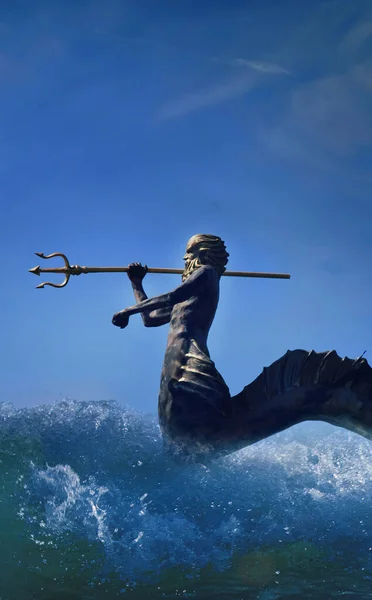Denizin Okyanusların Yüce Tanrısı Neptün Poseidon Triton Elinde Bir Mızrak — Stok fotoğraf