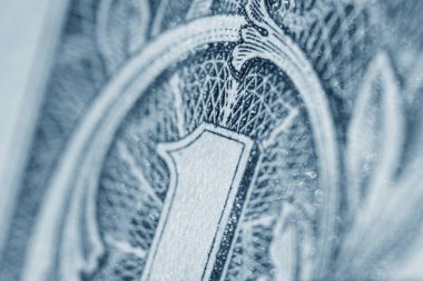 Bir Amerikan Doları banknotunu kapat, makro görüntü. Kartalın gözüne odaklan..