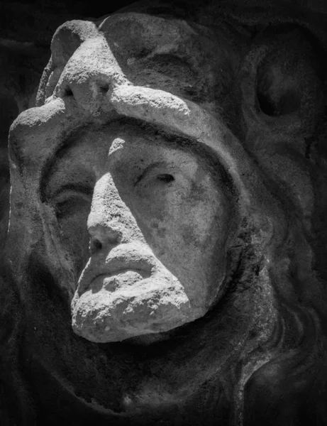 Fragment Ancient Stone Statue Hercules Wearing Nemean Lion Skin Black — Stock Photo, Image