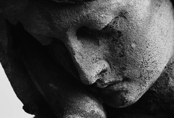 Antik Staty Jungfru Maria Religion Tro Helig Svart Och Vit — Stockfoto