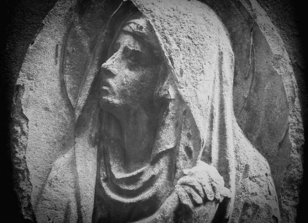 Fragment Einer Antiken Statue Der Jungfrau Maria Als Symbol Der — Stockfoto