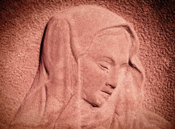Fragment Antik Staty Jungfru Maria Som Symbol För Kärlek Och — Stockfoto
