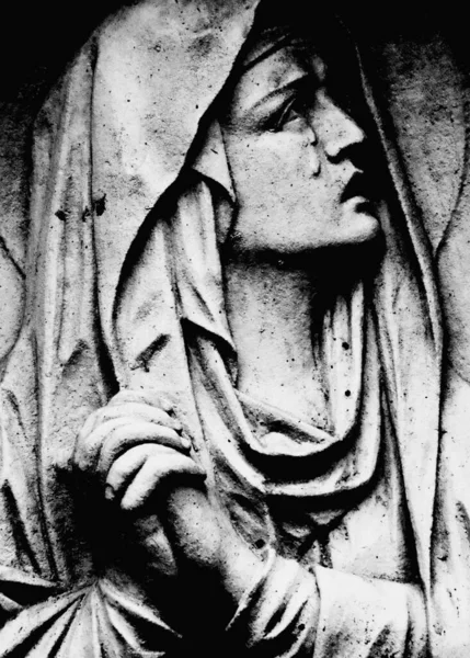 Černobílý Obraz Panny Marie Jako Symbol Lásky Laskavosti — Stock fotografie