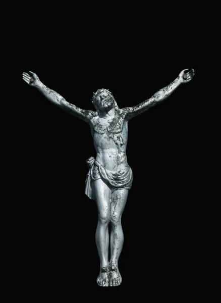 그리스 그리스도의 십자가형 과검은 배경에 대하여 이미지 — 스톡 사진