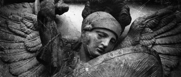 Saint Michael Struggles Evil Fragment Antique Statue Good Triumphs Evil — Stock Photo, Image