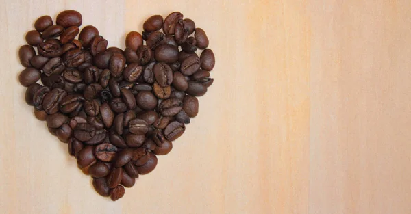 Serce Zrobione Ziaren Kawy Jako Symbol Miłości Kawy Przestrzeń Kopiowania — Zdjęcie stockowe