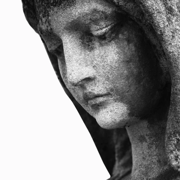Staty Jungfru Maria Svart Och Vit Bild — Stockfoto