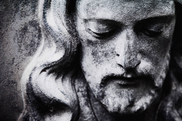 Fragmento Estátua Antiga Jesus Cristo Como Símbolo Amor Religião Imagem — Fotografia de Stock