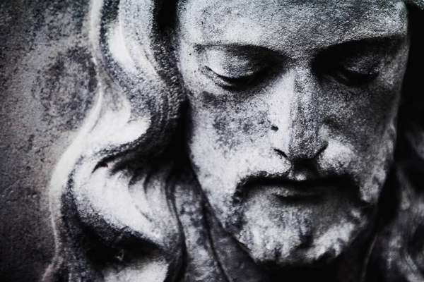 Fragmento Estatua Antigua Jesucristo Como Símbolo Amor Religión Imagen Blanco Imagen de archivo