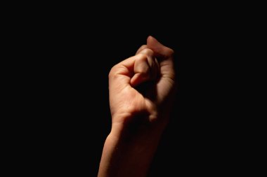 Direnişin, gücün ve gücün sembolü olarak sıkıca yumruğunu sık. 