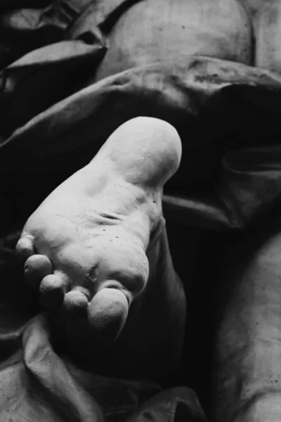 In Greek mythology, Achilles was invincible warrior, who fought in the Trojan War. The Trojans could only defeat him injuring his heel. Close up.