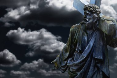 Kutsal Haçlı Yüce İsa. Kapatın. Metin için alanı kopyala.