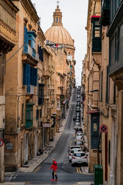 Valletta Malta Φεβρουαριοσ 2023 Σκηνή Στους Δρόμους Των Ανθρώπων Στη — Φωτογραφία Αρχείου