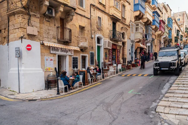 Valletta Malta Fevereiro 2023 Cena Nas Ruas Das Pessoas Valletta — Fotografia de Stock