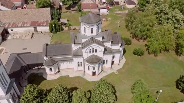 Vista Aérea Iglesia Ortodox Ciudad Backi Jarak Municipio Temerin Vojvodina — Vídeo de stock