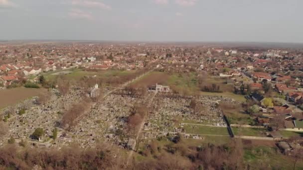 Aerial View Small Suburban Town Temerin Spring Time Novi Sad — Stock Video