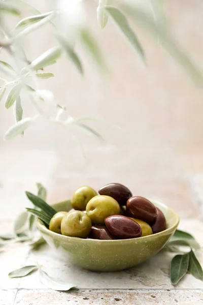 Olives Bowl Closeup — Stock Photo, Image
