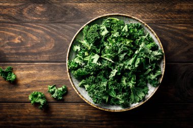 Kale yeşili lahana yaprakları, üst manzara