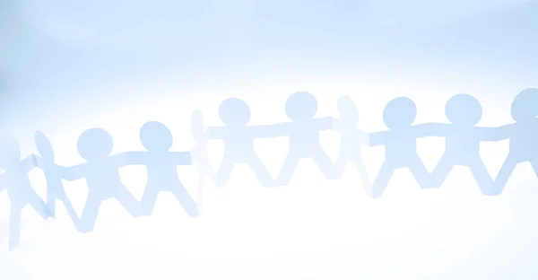 Team Paper Chain People United Together Holding Hands — Stock Photo, Image