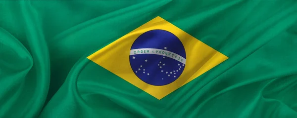 Крупный План Шёлкового Бразильского Флага — стоковое фото
