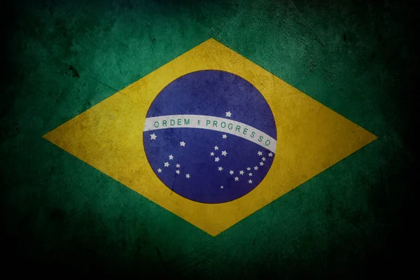 Närbild Grunge Brasiliansk Flagga — Stockfoto
