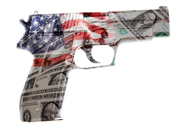 Pistola Denaro Americano Bandiera Composita — Foto Stock
